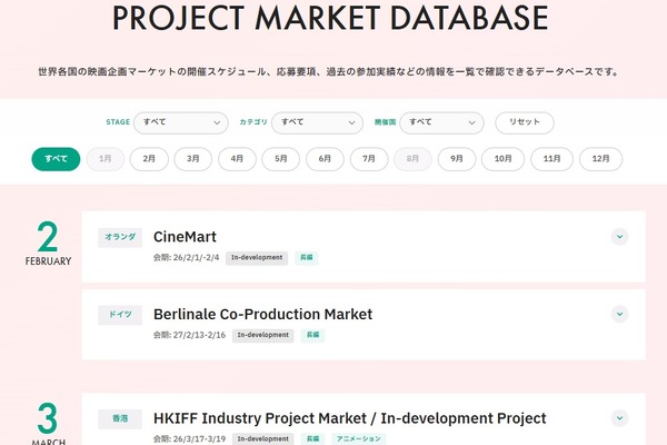 「PROJECT MARKET DATABASE」公開 画像
